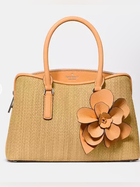 kate spade Handbags - Kate Spade Straw Tote Handbag with Leather Flower Accent
